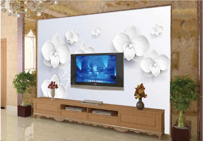 3d-фреска на заказ 3D трехмерные модные виниловые обои с белыми цветами для