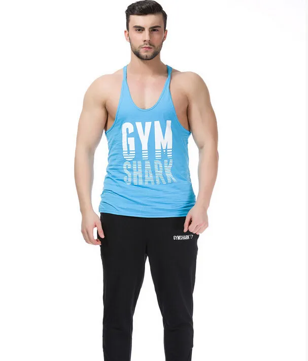 2014 хлопок фитнес-одежды тренажерный зал бодибилдинг мужчины рукавов спорт топы