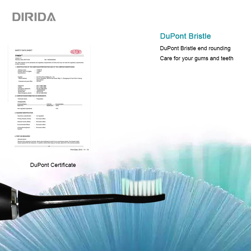 DIRIDA S 100 перезаряжаемая звуковая зубная щетка USB зарядка электрическая Sonicare IPX7