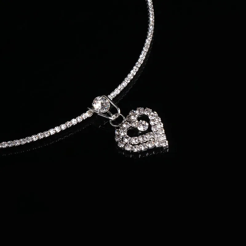 TREAZY Bridal Wedding Jewelry Set Rhinestone Crystal Heart Pendant Choker Necklace Earrings for Women African | Украшения и