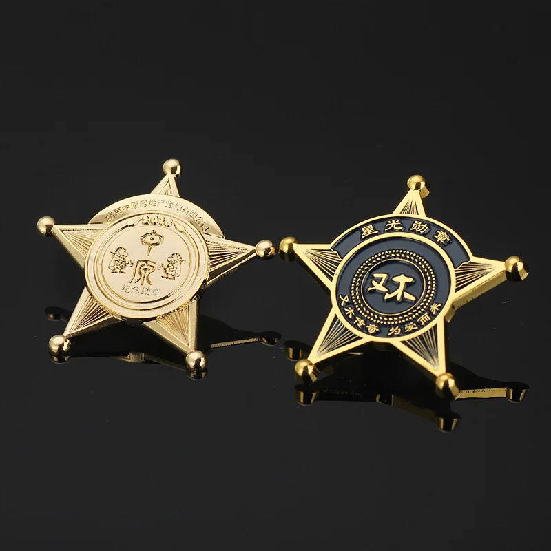

Custom military badge high quality five-pointed star shape metal badges