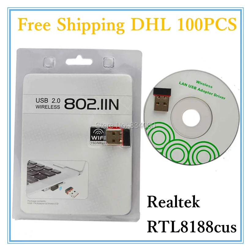Бесплатная доставка DHL/100 шт./лот Realtek rtl8188cus USB Wi-Fi Беспроводной Адаптер 150 м сети LAN
