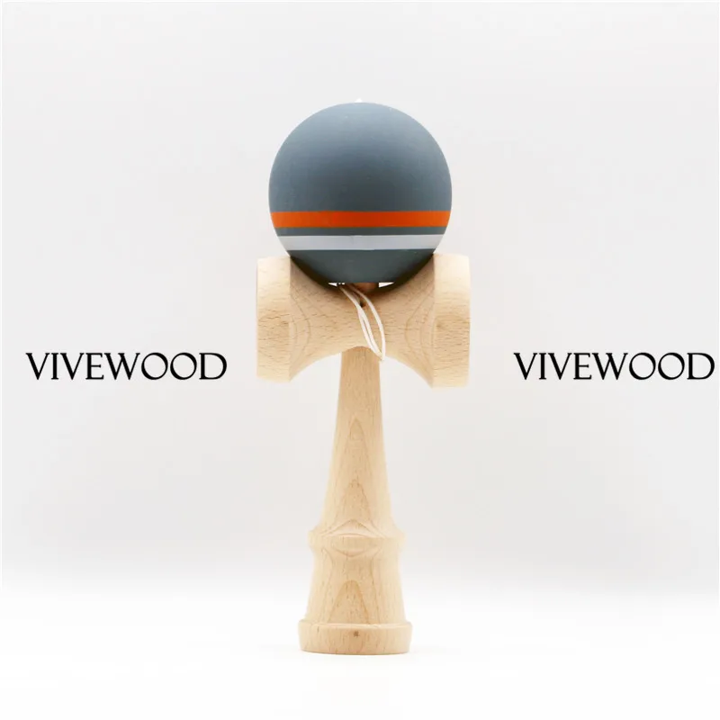 Резиновый полуспилок Kendama с 1 черной полосой 22 мм со Скосом, бук Кен 2,0, 18 см Kendama из натурального бука