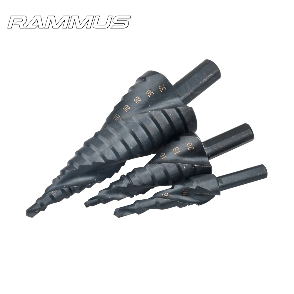 3pcs 4-32MM HSS Cobalt Step Nitrogen High Speed Steel Spiral Metal Cone Drill Bit Set Woodworking DIY Hole Saw Cutter Power Tool |