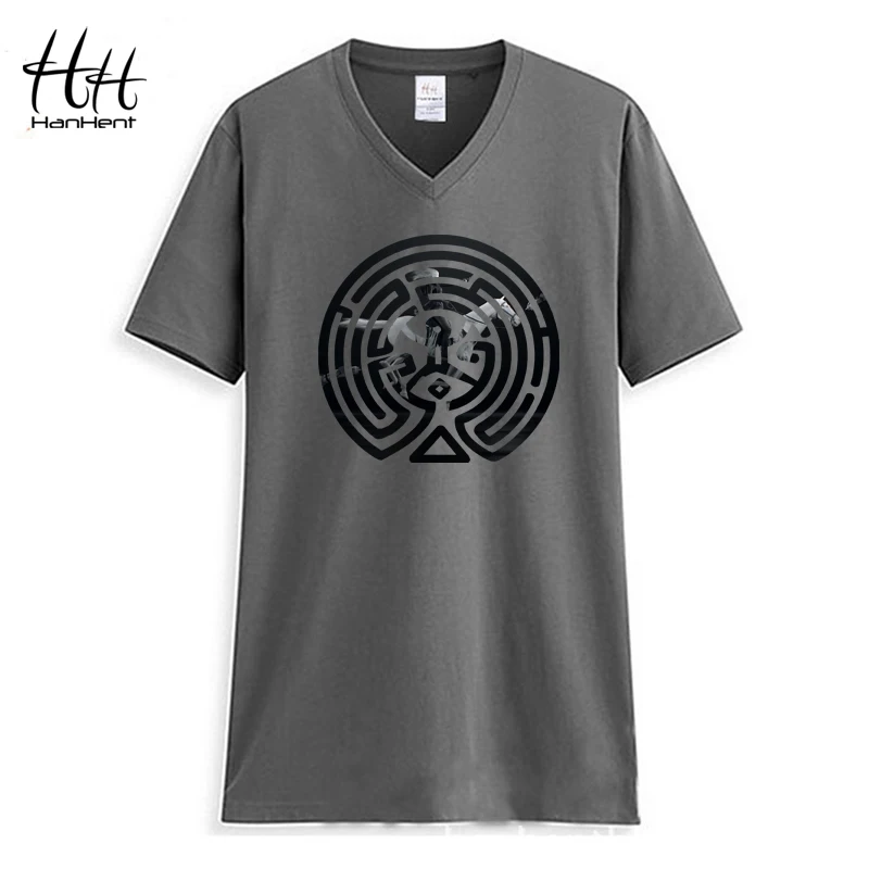 HANHENT westworld мужские v образным вырезом Футболка 2019 модный принт ткань 100% хлопок