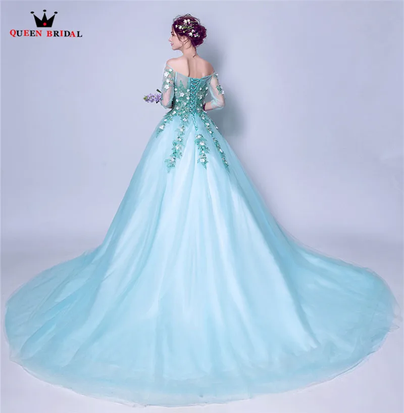 Небесно Голубой элегантное вечернее платье с узором 2019 Модное бальное большой