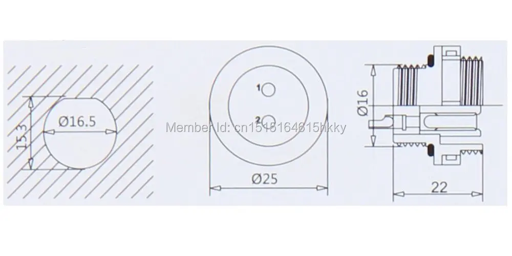 SD16 16 мм 3-контактный фланец водонепроницаемый авиационный разъем розетка прямо