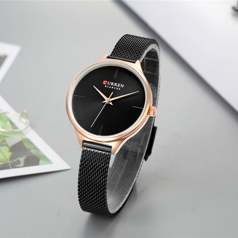 CURREN Fashion Simple Quartz Watches Women New Stainless Steel leather Strap Bracelet Female Wristwatch Casual Ladies Gift Clock | Наручные