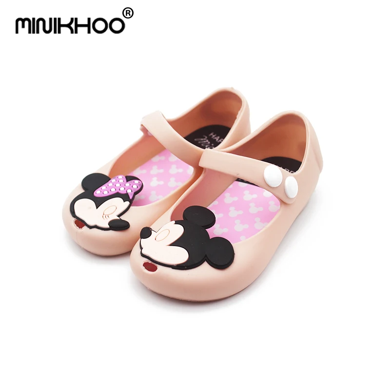 Mini Melissa/ Летние босоножки для девочек с рисунком Микки и Минни из мультфильма прозрачная обувь из ПВХ сандалии для маленьких девочек пляжные сандалии Детские Водонепроницаемые