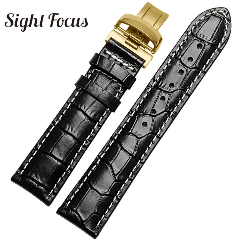 19 20 мм мужской ремень для часов Tissot 1853 кожаный ремешок Le Locle PRC200 PR100 T065 мужской ремень наручный браслет Masculino - Цвет ремешка: Black-2 Gold