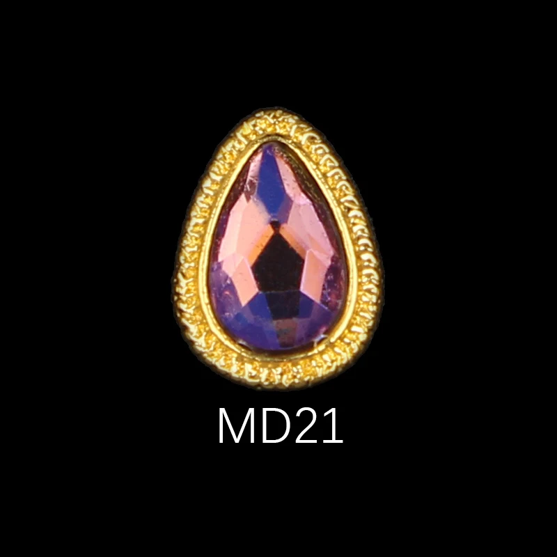MD21 Korea Trend Nail Jewelry Style 10/30pcs Latest Metal Bezel Water Drop Stone Design 3D Nail Art Alloy Jewelry - Цвет: MD21