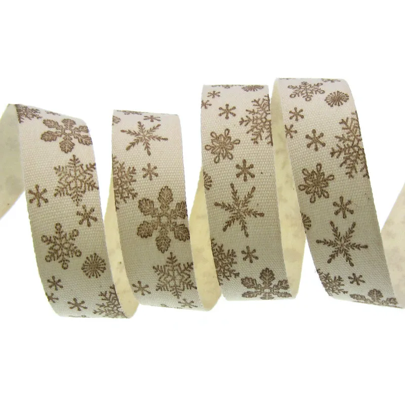 10 Yards 15mm cotton ribbon printed snowflake christmas ribbons tape for sewing fabric packing Party DIY Decorations 5/8&quot | Дом и сад