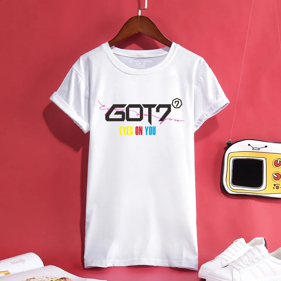 Kpop GOT7 глаза на вас футболка для мужчин женщин Harajuku Повседневная Уличная Хлопок