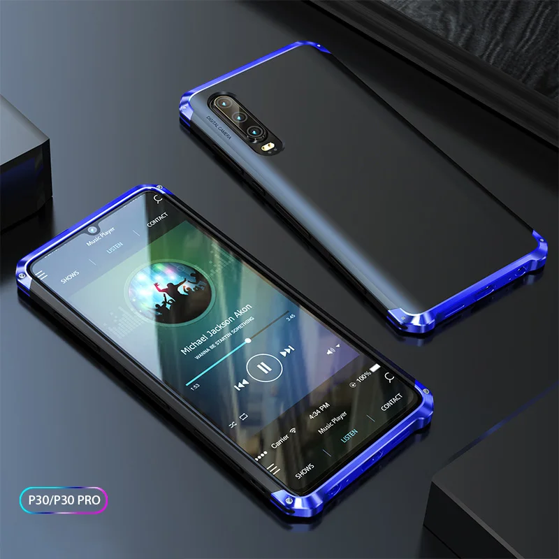 Ударопрочный защитный чехол для huawei P30 Pro, чехол из жесткого ТПУ, роскошная металлическая рамка, задняя крышка для телефона huawei P30Pro, чехол s, защита - Цвет: black blue