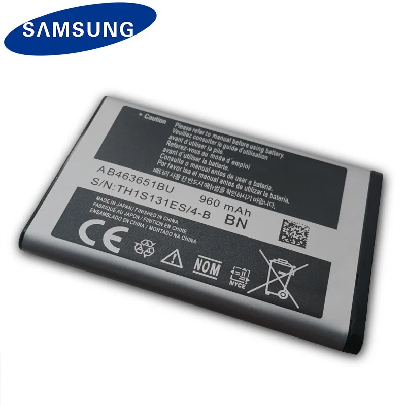 Аккумулятор Samsung AB463651BU для телефона W559 S5620I S5630C S5560C C3370 C3200 C3518 J808 F339 S5296 C3322 L708E S5610 |