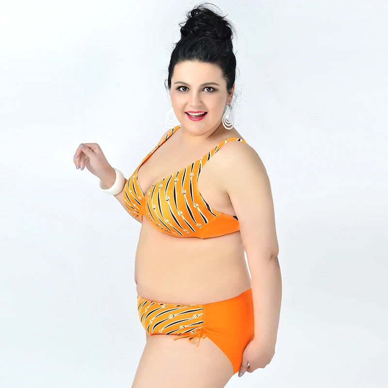 Мягкий плюс размер бикини женщин купальники купальник большой купальный костюм плавать одежда для пляжа