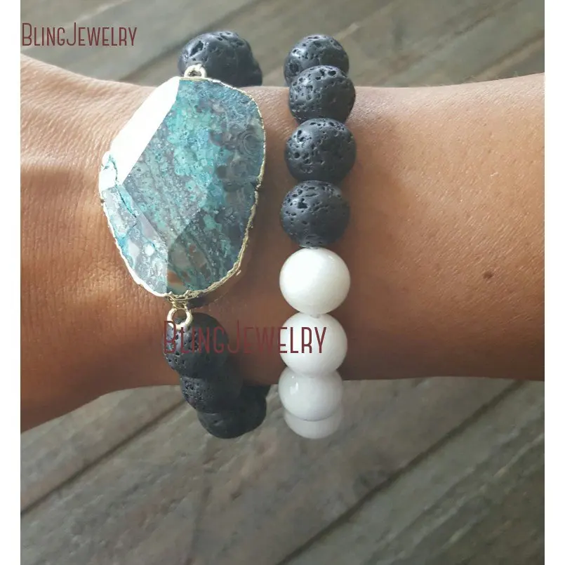 Зеленый Коричневый океан камень из осадочной породы браслеты лавы Браслеты