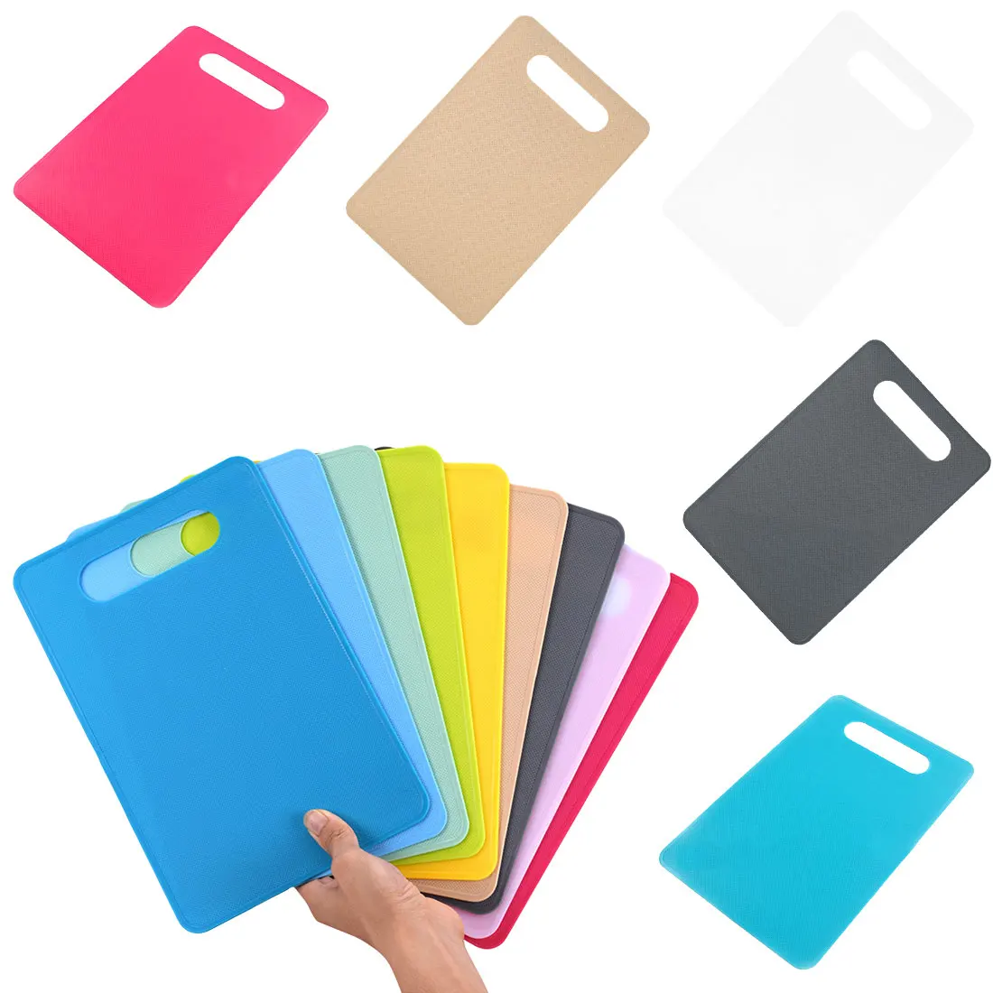 Нескользящая разделочная доска, антибактериальная пластиковая овощная разделочная доска, разделочная доска с отверстием для еды, разделочная доска, кухонные инструменты