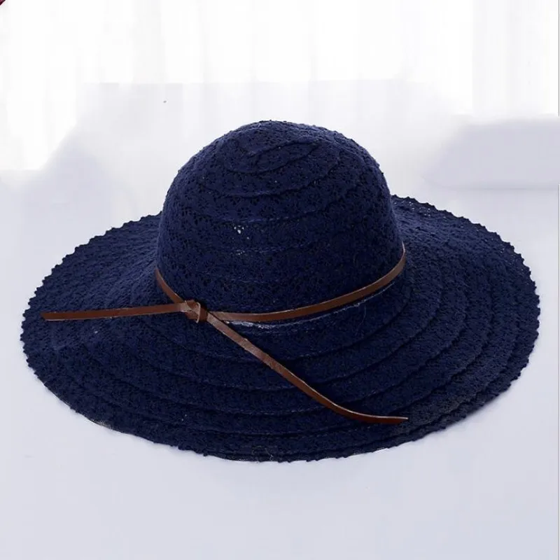 Как Mulheres Rendas de Algodão macio Grande Design Moda Praia Chapéu Sol dobravel Palha Abas Largas | Аксессуары для одежды