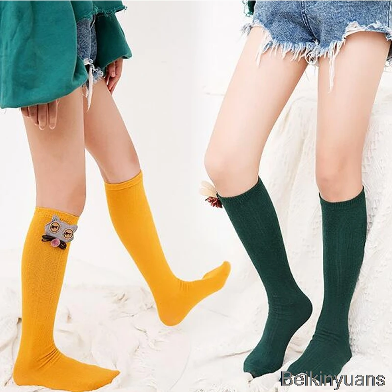 Модные милые носки для девочек хлопковые аксессуары разные цвета на выбор