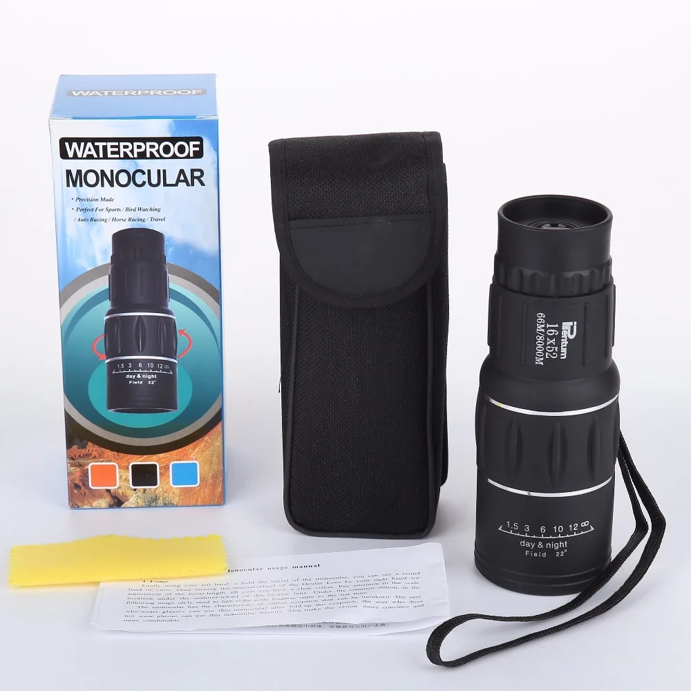 Лидер продаж 16x52 монокулярный телескоп с двойной фокусировкой зеленая пленка