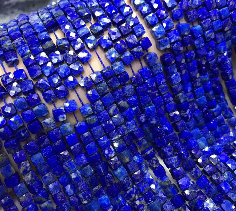 Lapis синий квадрат граненый 4-5 мм для DIY ювелирных изделий делая свободные бусы fppj бусины Природный камень пряжка с символом мира