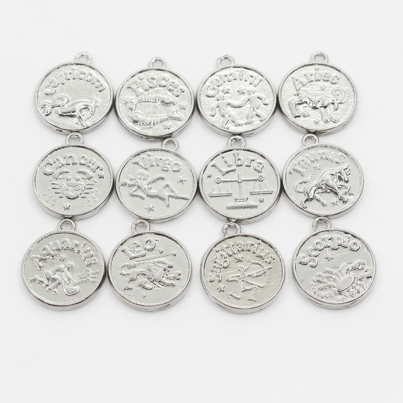 

Знаки зодиака, 24 шт., аксессуары для ювелирных изделий, браслеты, Плавающие Подвески, двенадцать созвездий