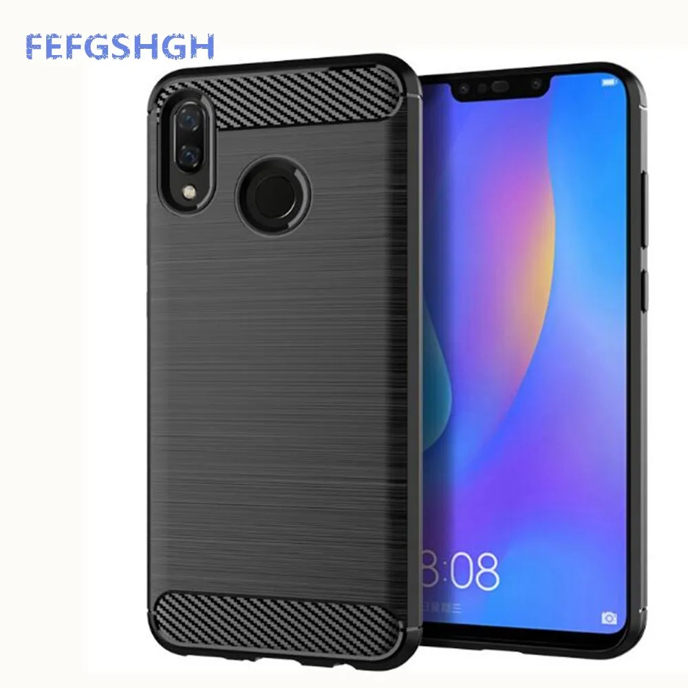 Чехол из углеродного волокна для Huawei Y9 2019 JKM-LX3 JKM-LX1 резиновый силиконовый чехол