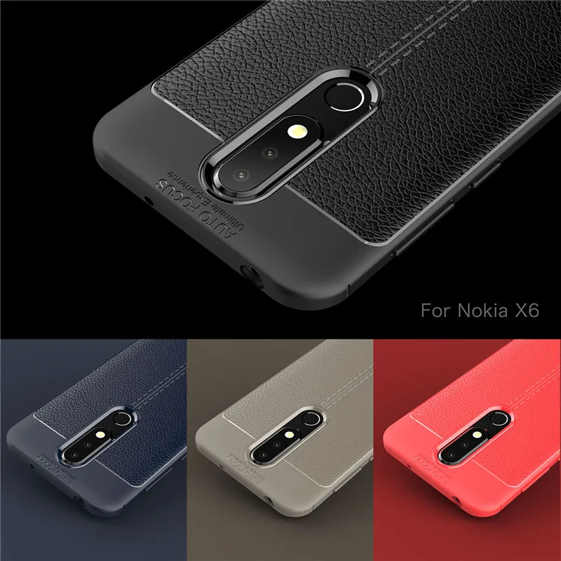 Для Nokia X6 мобильный чехол 2018 роскошный кожаный мягкий Силиконовый противоударный