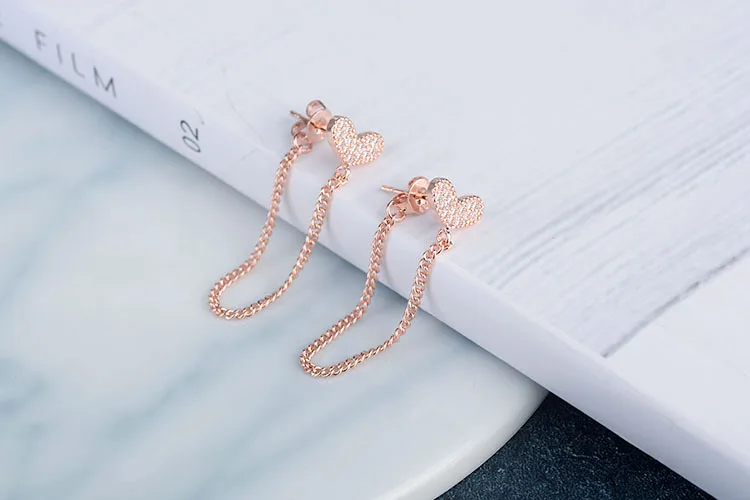 

New Fashion 925 Sterling Silver Romantic Love Heart Crystal Female Jewelry Gift Ladies`stud Earrings Wholesale Anti Allergy Gift