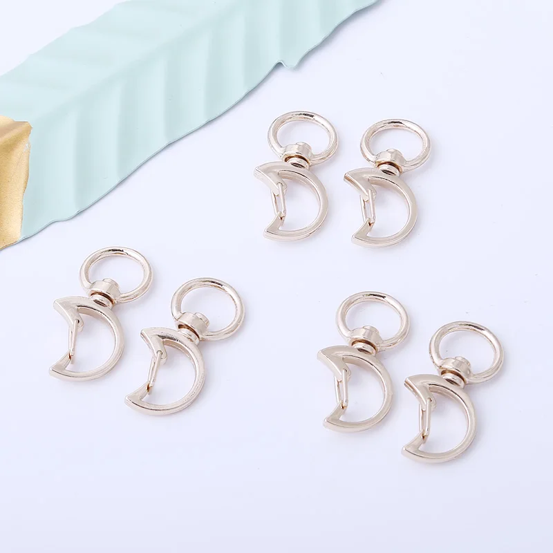 5 шт. Золотая вращающаяся застежка карабин в форме Луны крючок для брелока