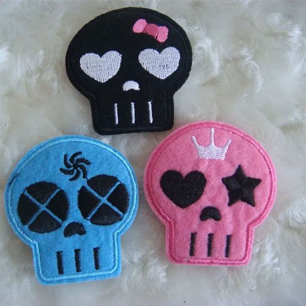 3 шт. вышитый череп синий розовый черный Сделай Сам утюжок аппликация нашивка A208