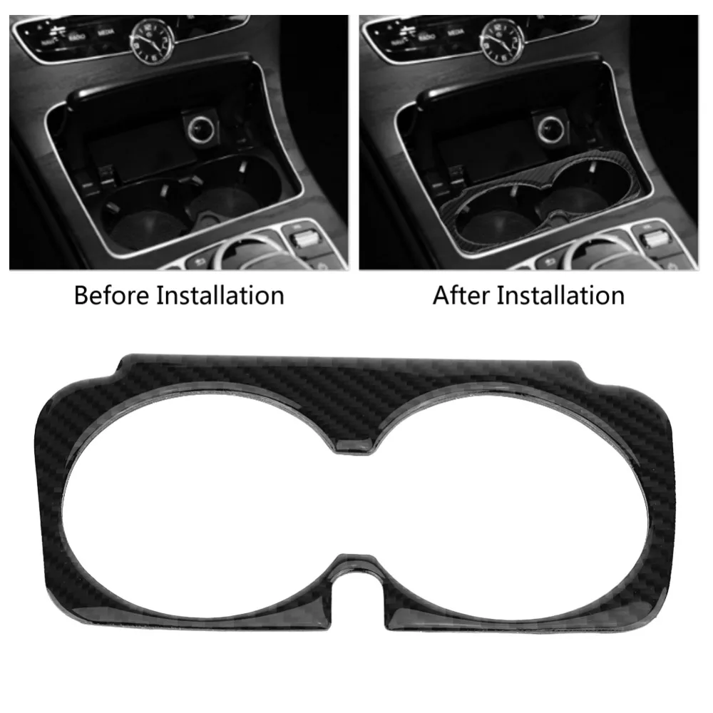 Car Auto Carbon Fiber Cup Holder Frame Trim Sticker for Mercedes Benz C Class W205 C180 C300 GLC Accessories | Автомобили и