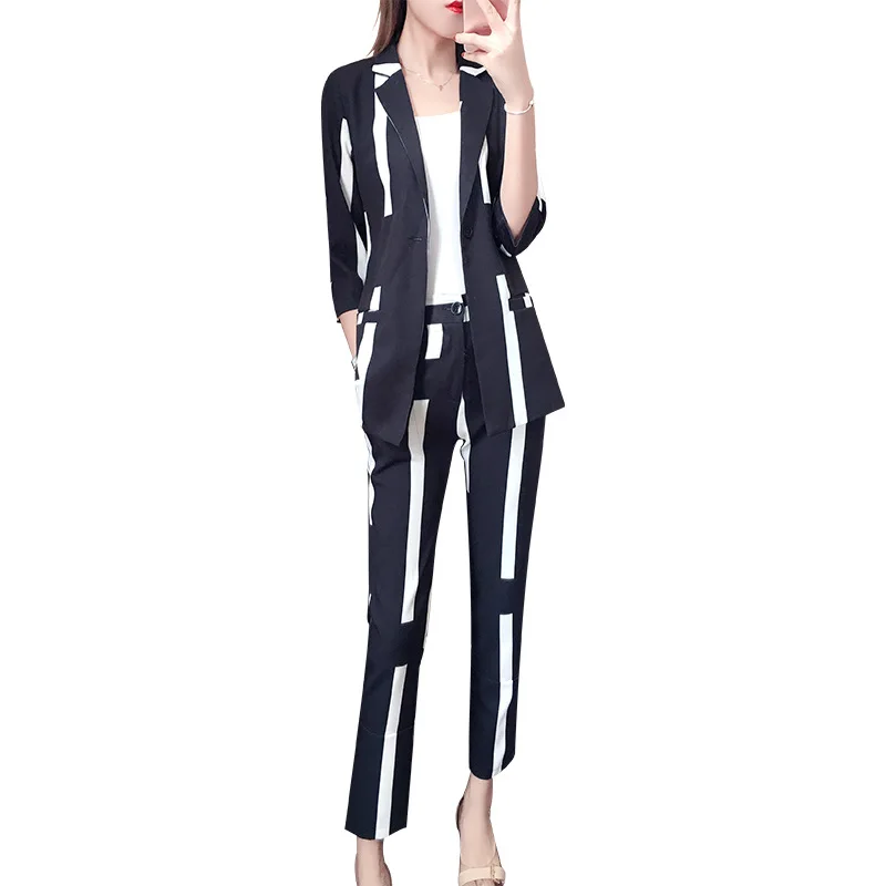 

Newest Winter Spring Elegant Office Lady Business Suits Female Two Piece Sets Femme Long Sleeve Jacket and Trouser suits