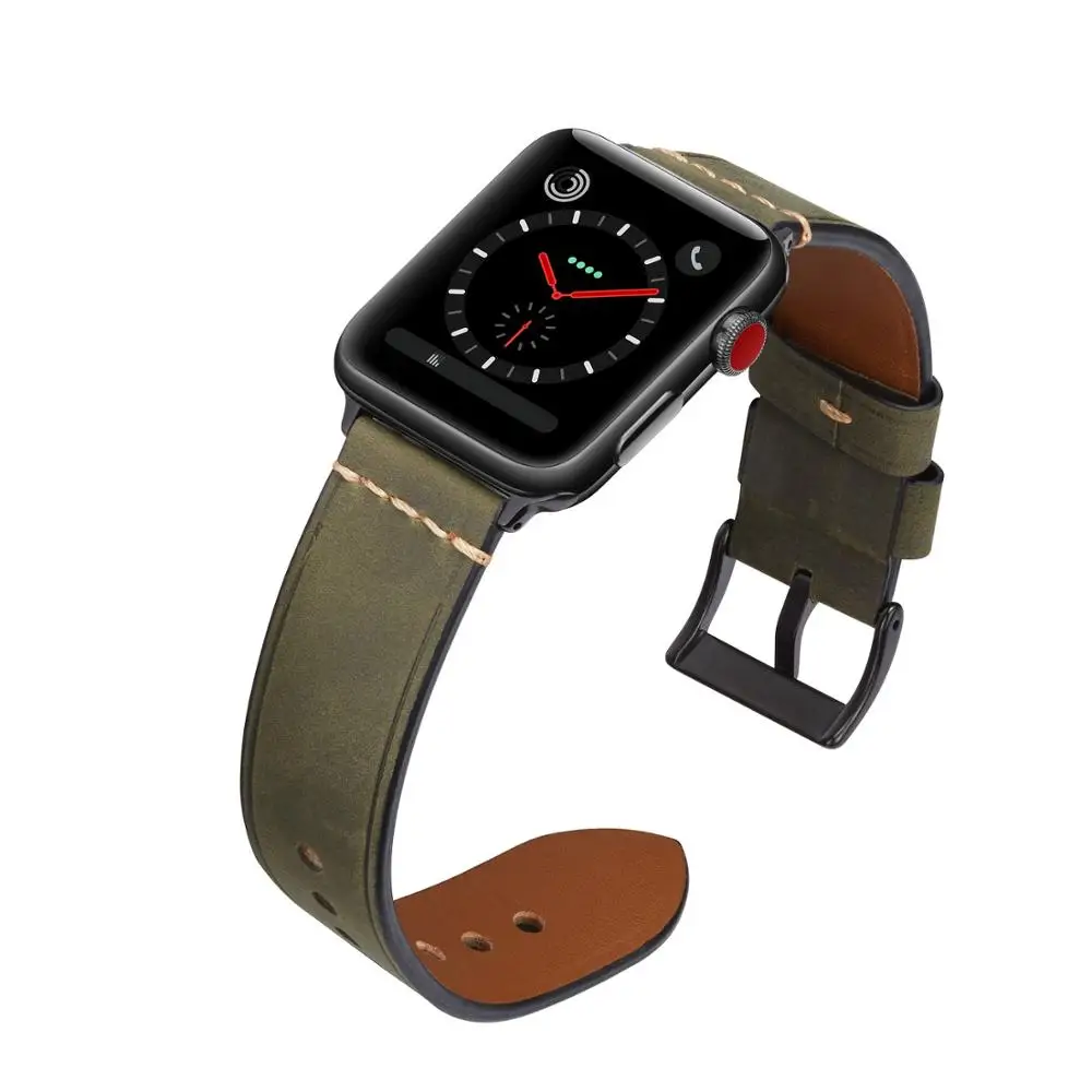 Ремешок для Apple watch 38 мм 40 мм 42 мм 44 мм, кожаный ремешок для Apple Watch, запасные Широкие ремешки для iWatch, браслет серии 5 4 3 2 1