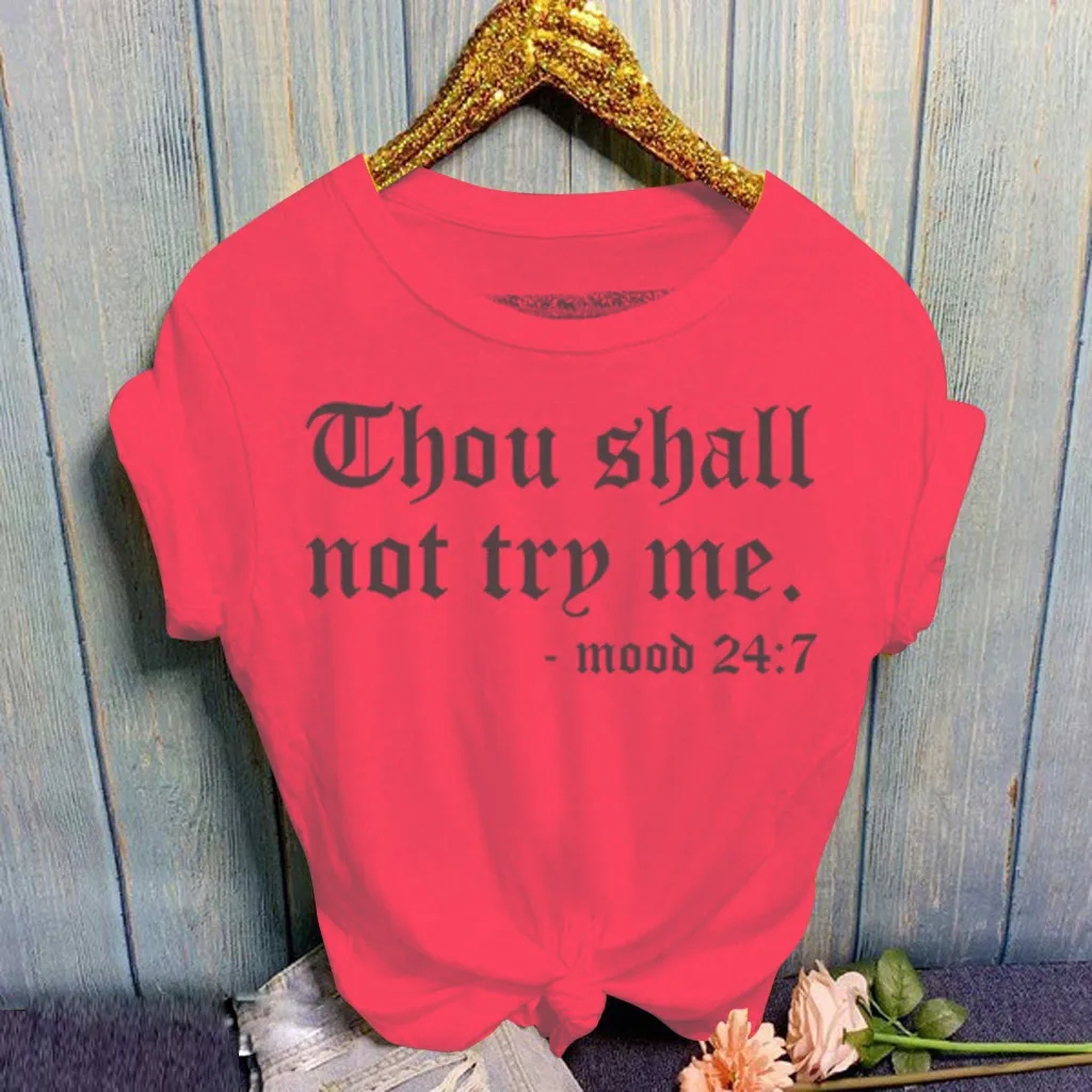 Для женщин Повседневное с о образной горловиной футболка принтом Harajuku короткий