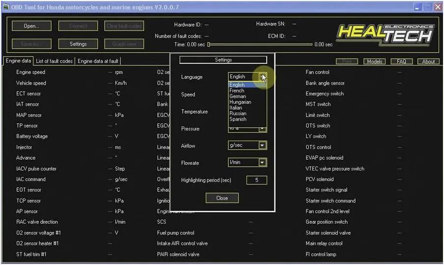 Инструмент OBD для мотоцикла H onda поддержка нескольких языков используемый на