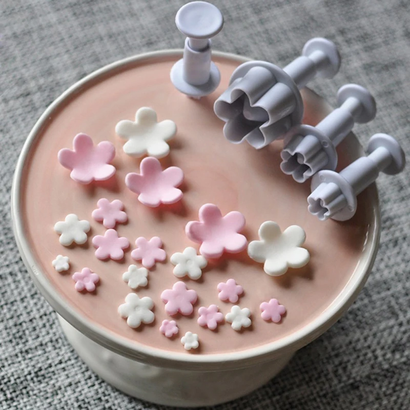 WALFOS пищевой класс 4 шт. плунжерный резак с цветком сливы форма для сахара помадка