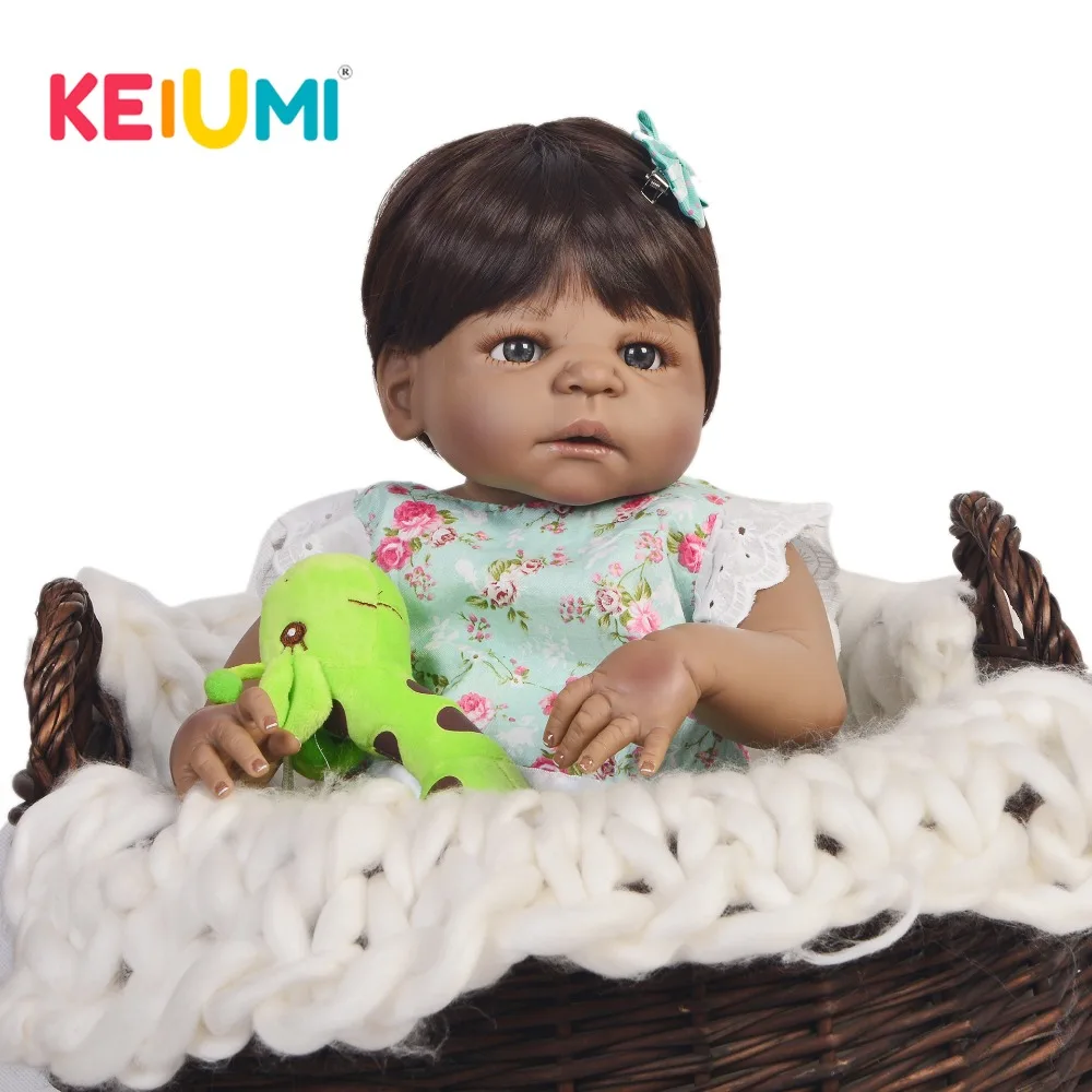 KEIUMI 23 ''модные куклы Новорожденные с черной кожей силиконовые для