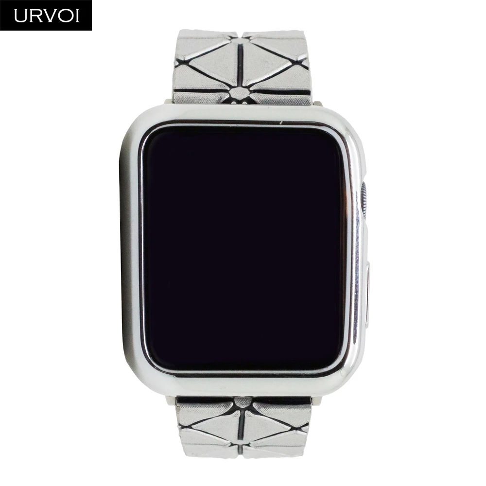 URVOI ремешок для apple watch серии 4 3 2 1 Искусственная кожа ремешок для iwatch ремень геометрическим узором современный дизайн 38/ 40/42/44 мм