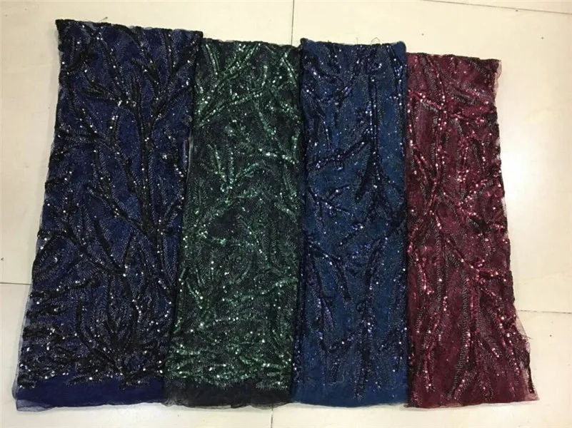 

Latest Nigerian Laces Sequin Fabric 2017 Hot Sale Glitter Mesh Fabric Markdown Sale wine African Wedding Lace