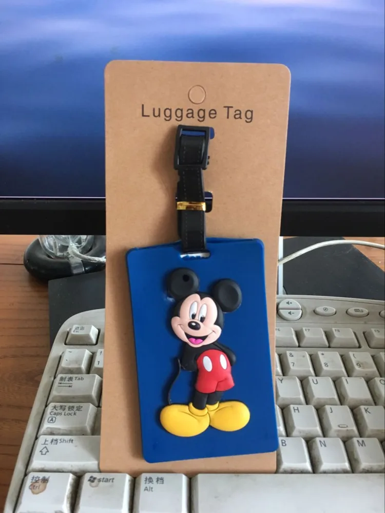 Disney мультфильм забор для детей Микки Маус чемодан ID адрес держатель багажные таблички на багаж переносная бирка путешествия багаж ПВХ бирка