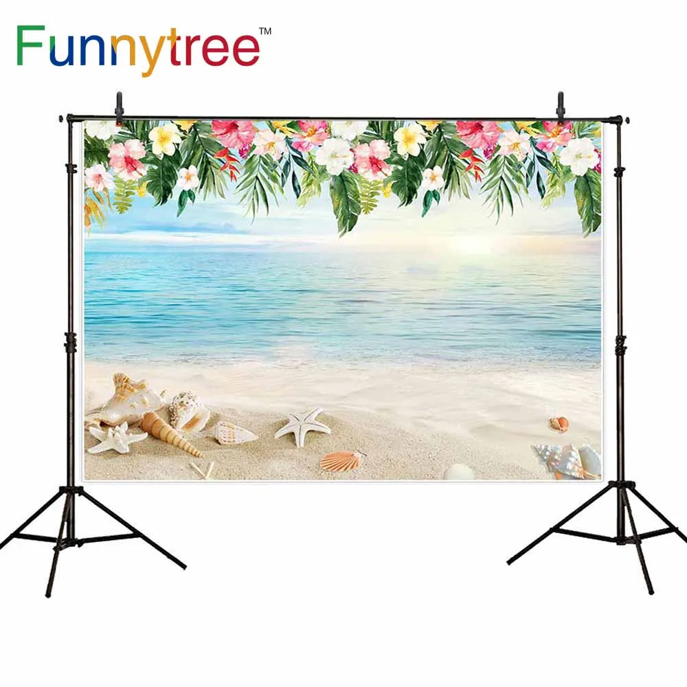 Фотофоны Funnytree для студийной фотосъемки с изображением синего моря звезд пляжа