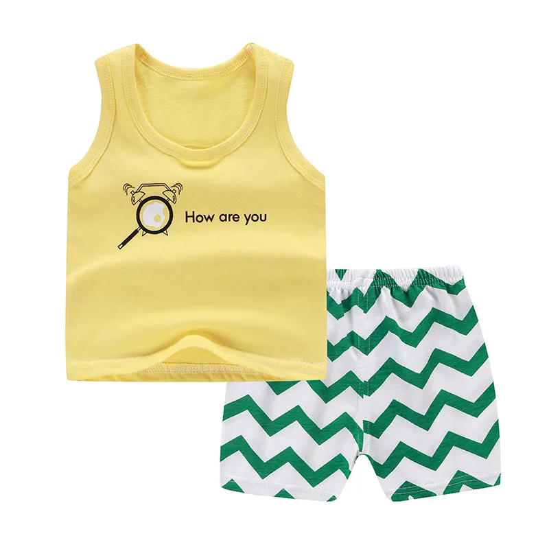 

2019 new summer baby girls and boys clothes quality cotton kids bodysuit sleeveless children clothing sets cartoon body vest