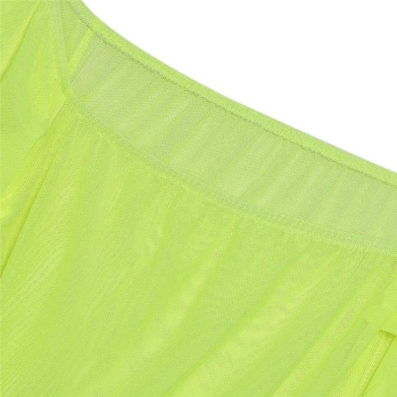 Неоновые сетчатые мини платья со шнуровкой и вырезом лодочкой открытые с высокой