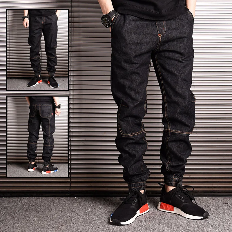 

Vintage Designer Fashion Men Jeans Spliced Patchwork Loose Fit Hip Hop Jeans Men Japanese Style Joggers Raw Denim Cargo Pants