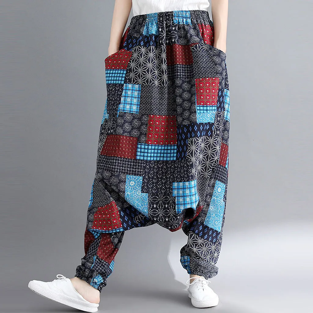 Womail, женские брюки, летняя мода, Boho, хиппи, для девушек, с принтом, свободные штаны, мешковатые брюки, высокая талия, длинные штаны, пляжные,, M531