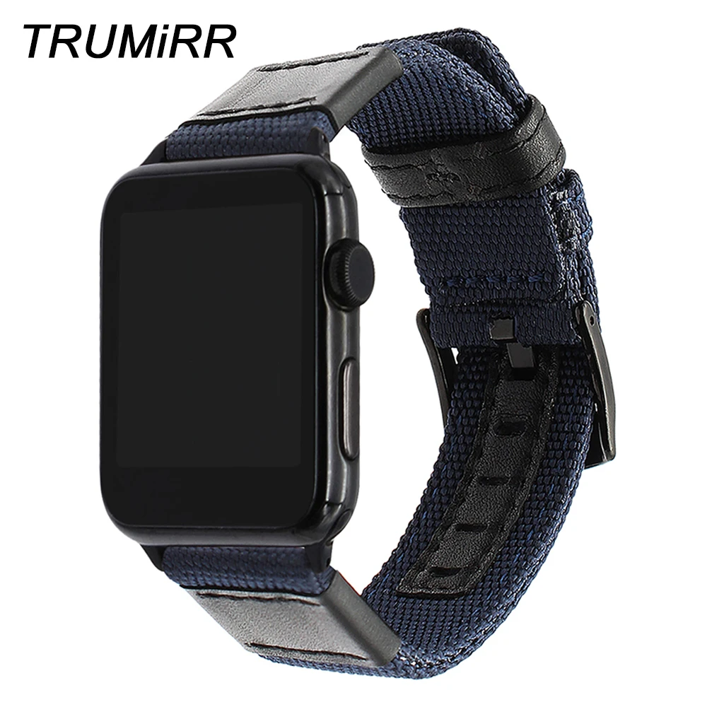 

Ремешок из нейлона и кожи для iWatch Apple Watch 38 мм 40 мм 42 мм 44 мм Series 5 4 3 2 1