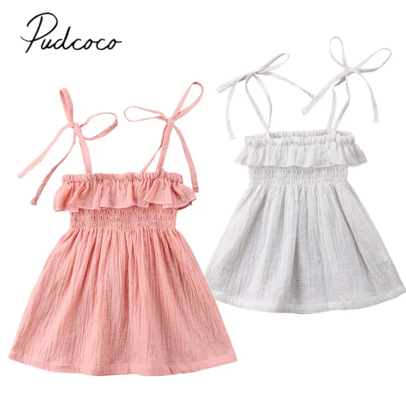 2018 Brand New Kids Toddler Infant Baby Girl Off Shoulder Dress Party Pageant Solid Tutu Straped Sleeveless Sundress 6M-4T | Детская