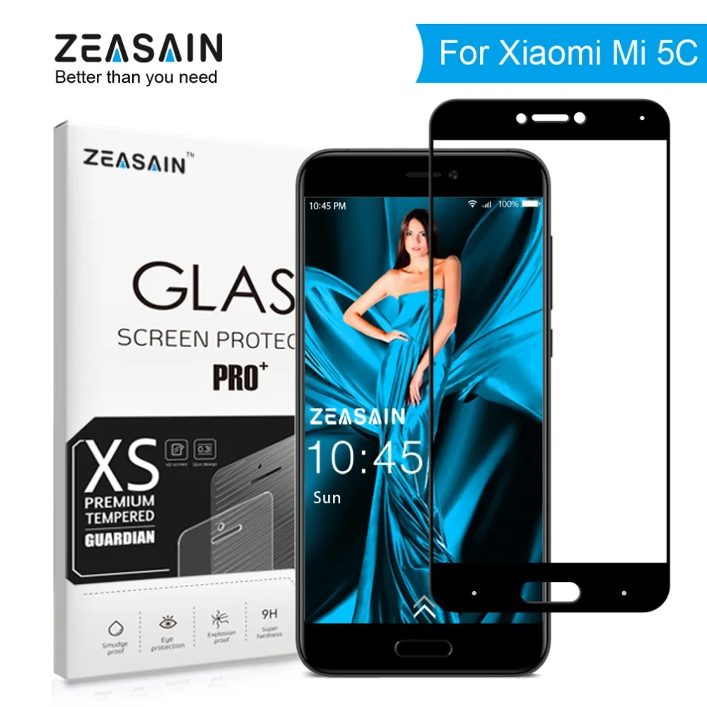 

100% Original ZEASAIN Full Cover Tempered Glass for Xiaomi Mi 5C Mi5C M5C 5 C Xiomi Mi 5C 2.5D 9H Toughened Glass Safety Film